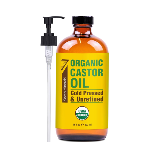 Seven Minerals New 16 fl oz Glass Bottle Castor Oi